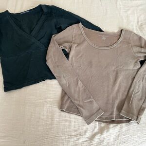 Brandy Melville Black and Brown Long Sleeve Tops